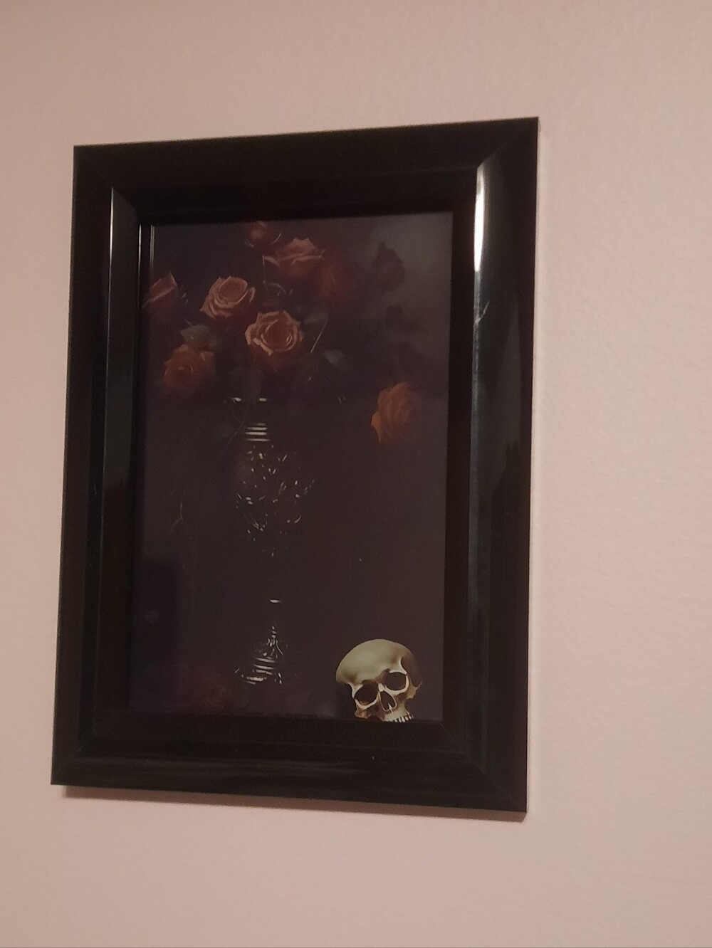 Black Framed Floral Skull Wall Art